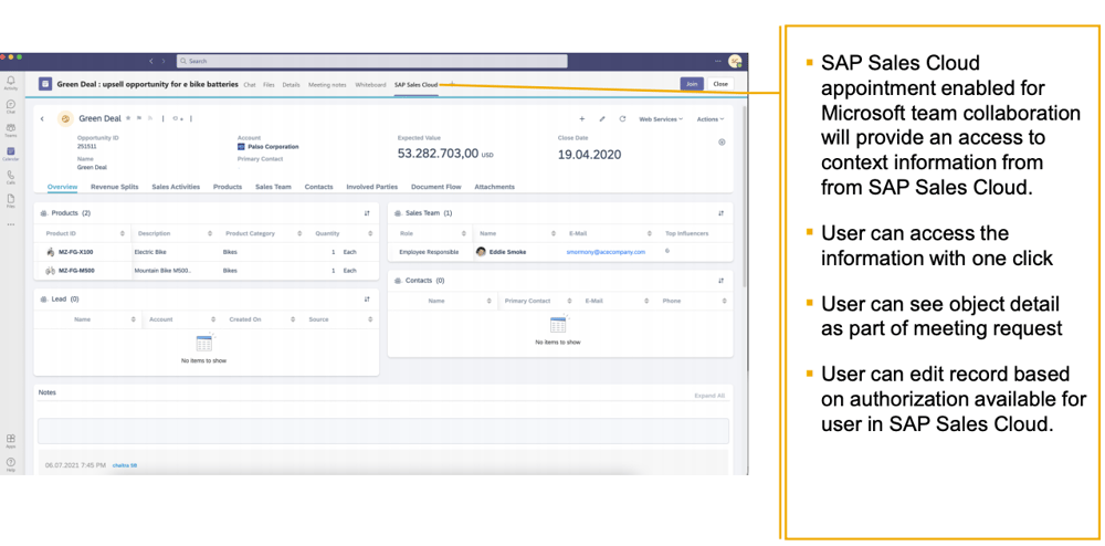 C4C Release 2108 | Microsoft Teams Integration | IBsolution