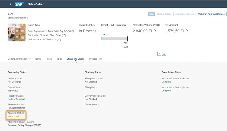 Create sales orders with Fiori App | Approval workflow