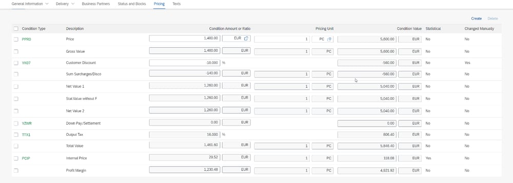 SAP S/4HANA | Kundenaufträge anlegen per Fiori-App | Pricing