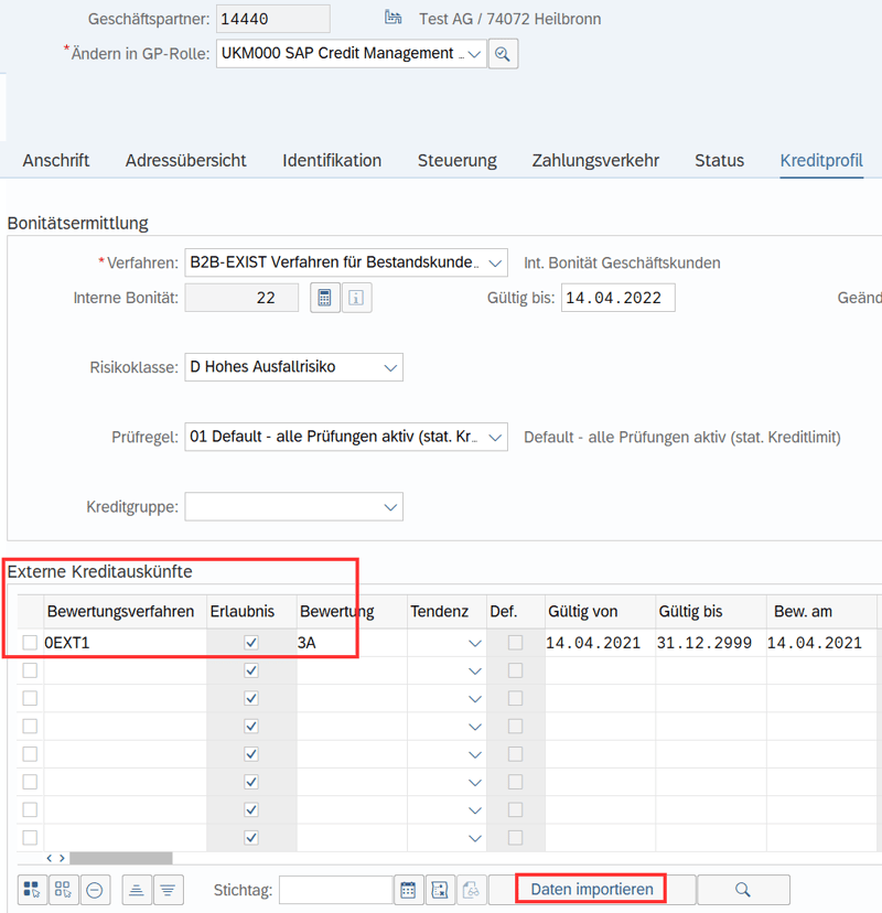 SAP Credit Management Externe Ratings IBsolution