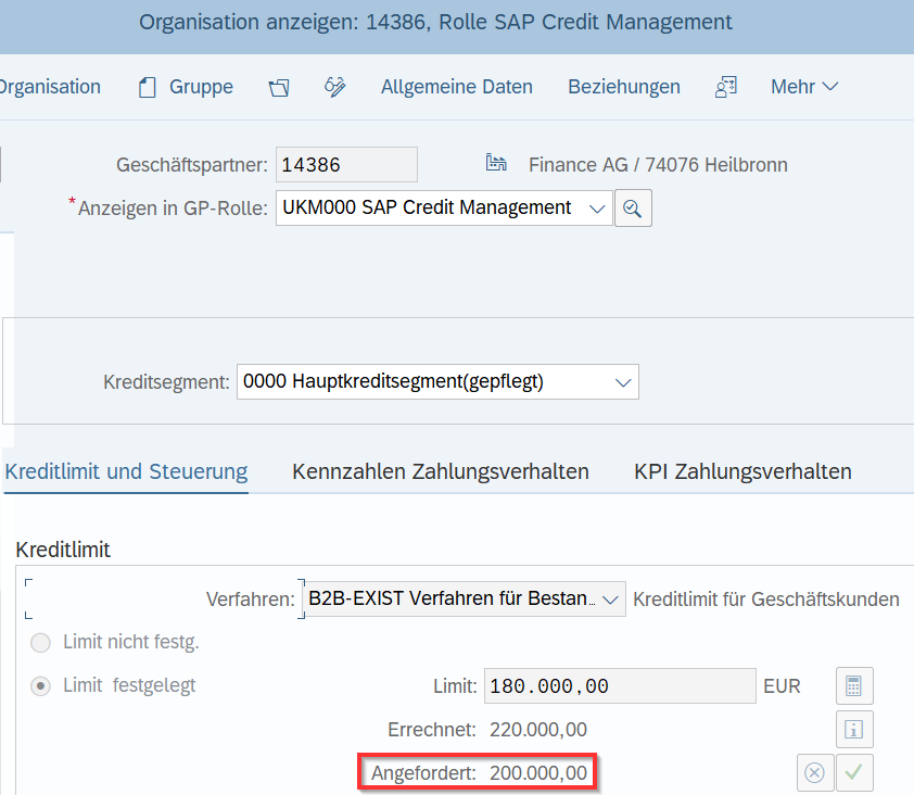 SAP Credit Management Kreditlimitantrag Business Partner IBsolution