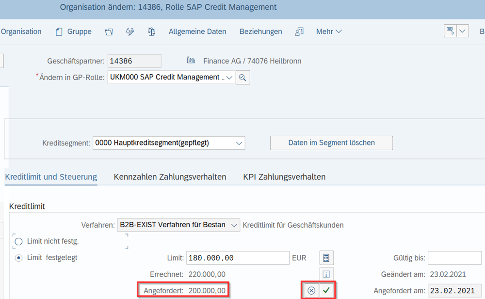 SAP Credit Management Kreditlimitantrag annehmen oder ablehnen IBsolution