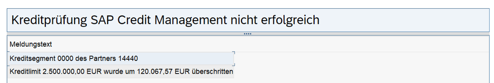 SAP Credit Management Warnmeldung IBsolution