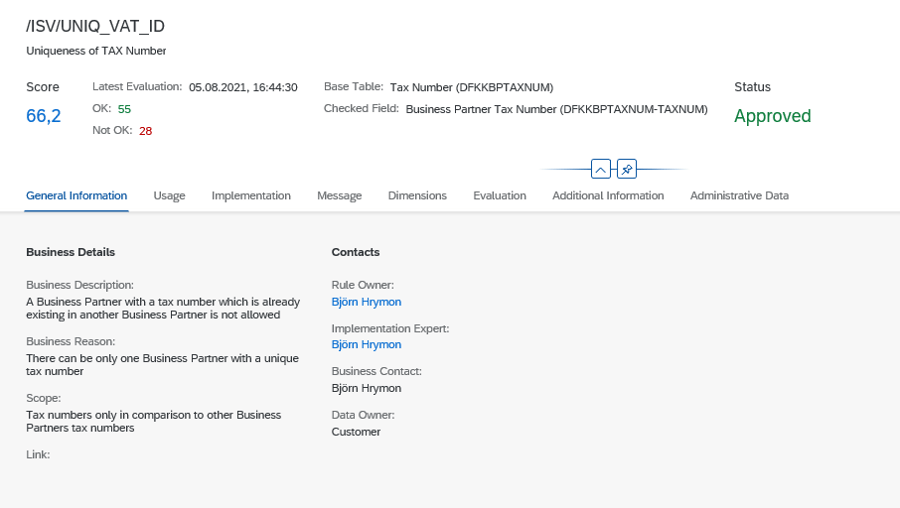 SAP Data Quality Management Regel-Owner und Ansprechpartner