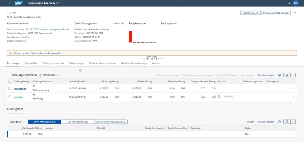 SAP Dispute Management Forderungen bearbeiten