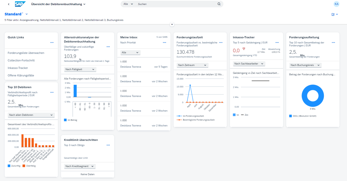 SAP Fiori-App Uebersicht der Debitorenbuchhaltung