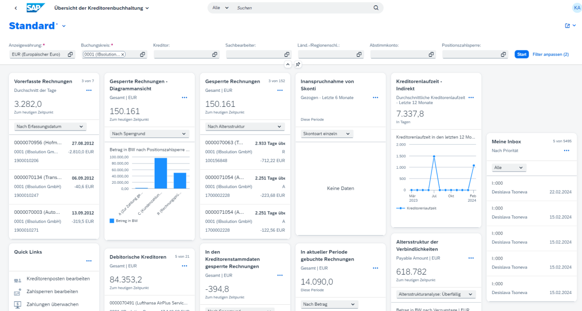 SAP Fiori-App Uebersicht der Kreditorenbuchhaltung