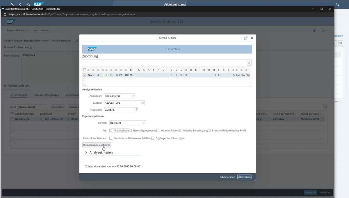 Screenshot SAP Access Control | IBsolution