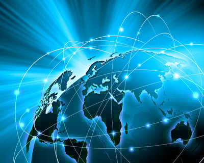 Blue vivid image of globe. Globalization concept