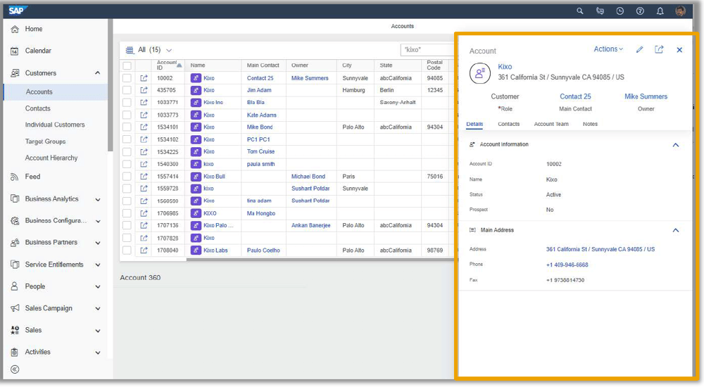 C4C Release 2002 Business Partner Quick View IB solution