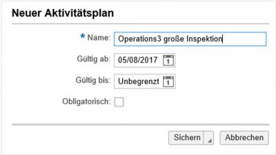 Abbildung 3: Aktivitätsplan neu anlegen
