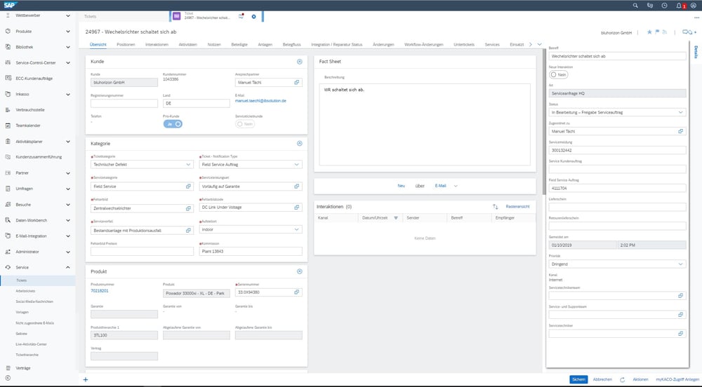 KACO Kundenportal Ticket IBsolution
