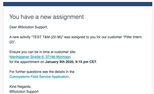 Piller FSM E-Mail-Benachrichtigung IBsolution