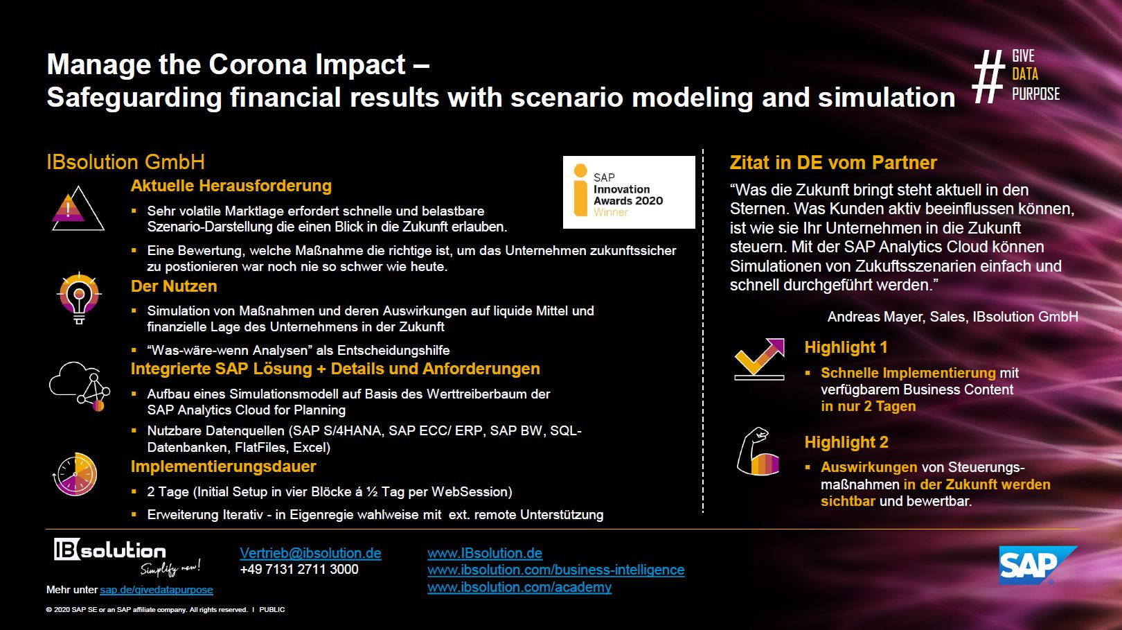 IBsolution Cashflow Scenario Modelling and Simulation