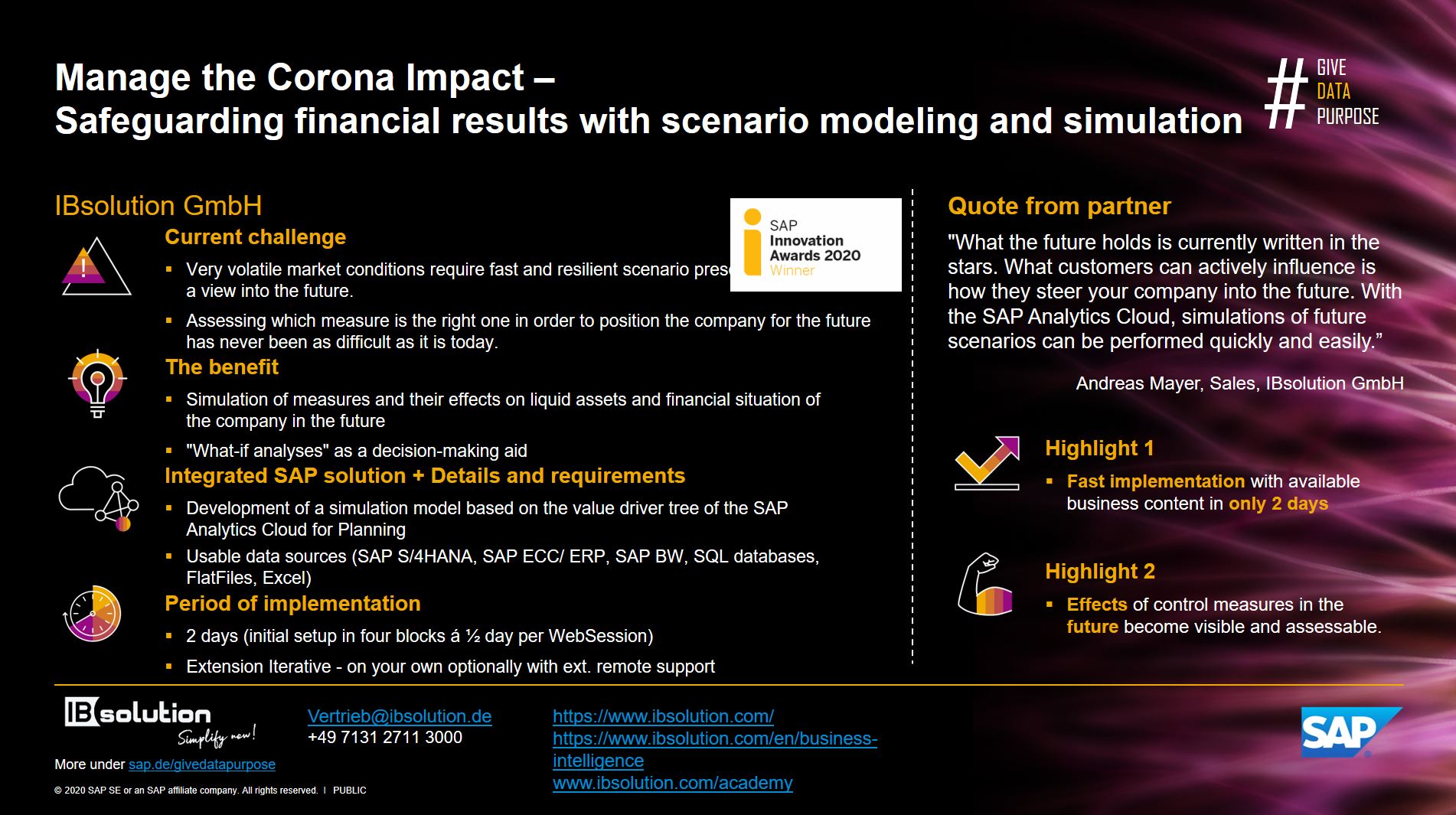 IBsolution Cashflow Scenario Modelling and Simulation